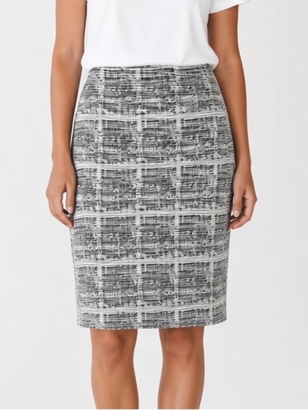 Max Studio Blue Checkered Tweed Skirt